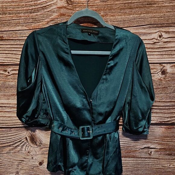 Endless Rose blouse shirt sleeve Women's medium peacock green Pre-owned - Picture 1 of 7